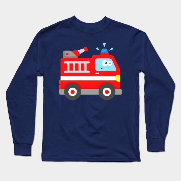 Kids Fire Engine Firefighter Truck Toddler Boy Girl Long Sleeve T-Shirt by samshirts